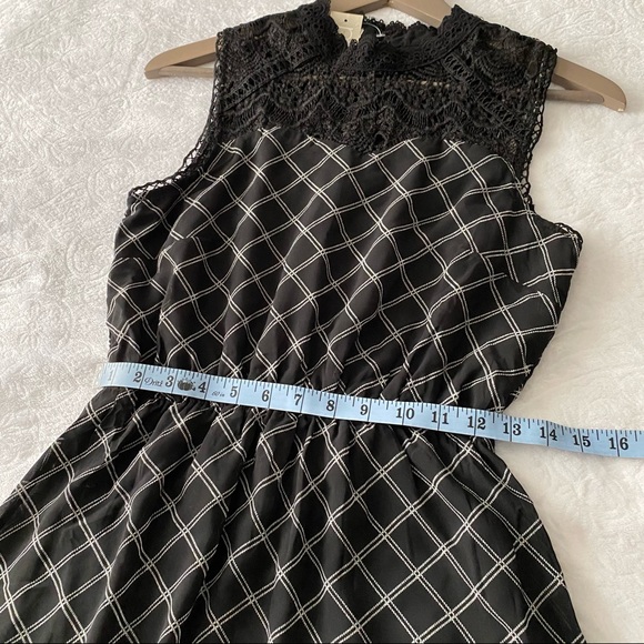 NWT Black Lace High Neck Plaid Dress vintage style LBD - Picture 7 of 10